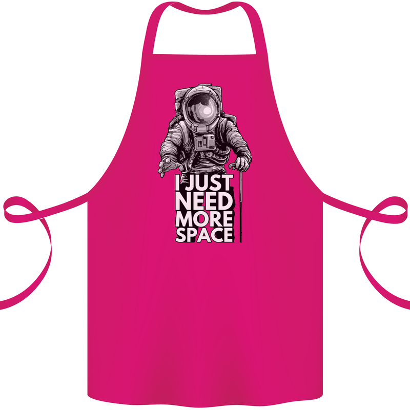 I Just Need More Space Funny Astonaut Cotton Apron 100% Organic Pink