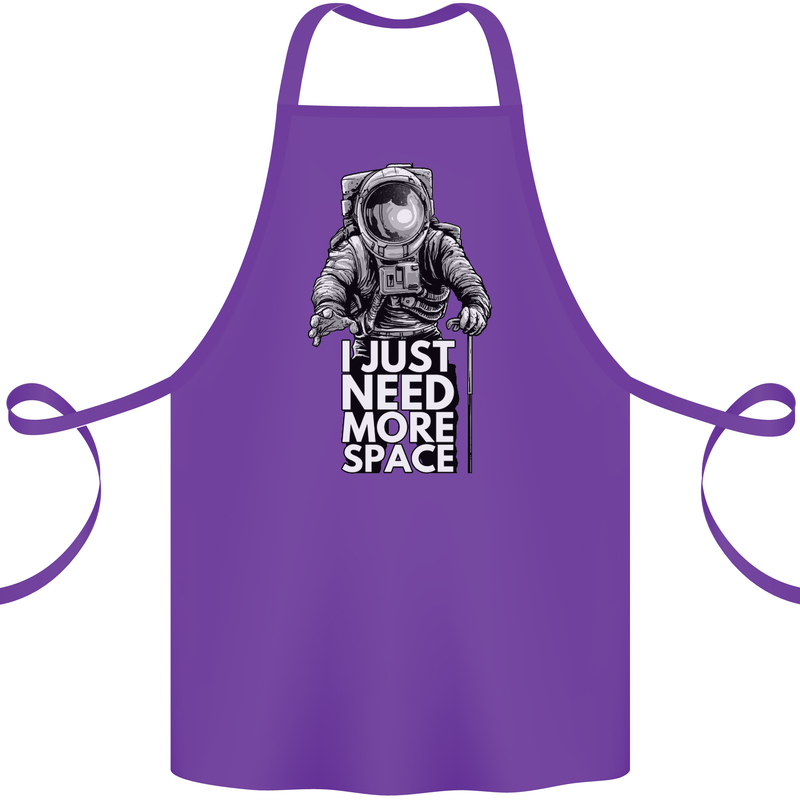 I Just Need More Space Funny Astonaut Cotton Apron 100% Organic Purple