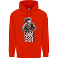 I Just Need More Space Funny Astonaut Mens 80% Cotton Hoodie Bright Red