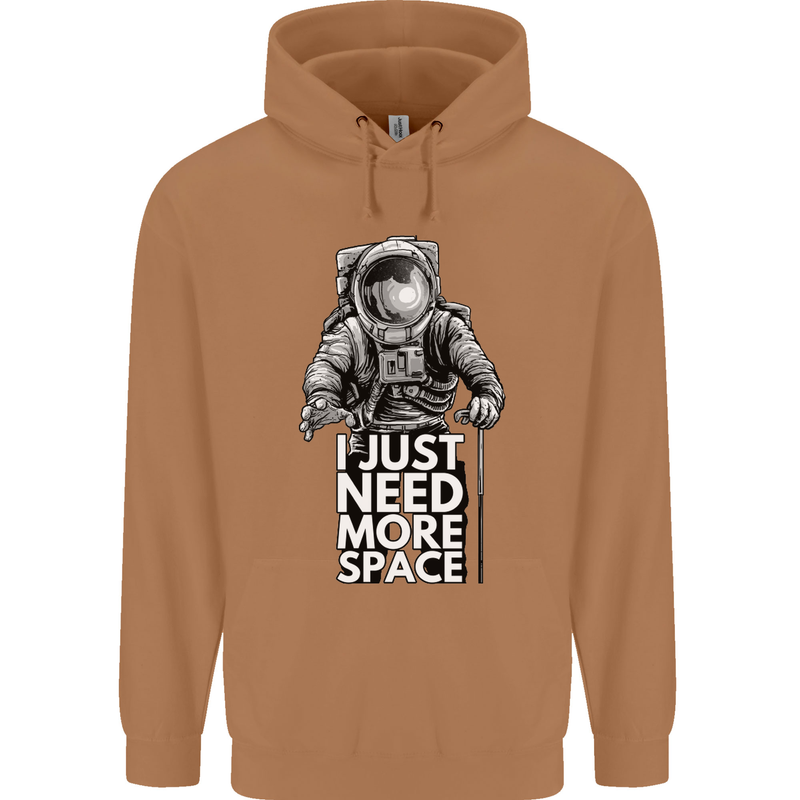 I Just Need More Space Funny Astonaut Mens 80% Cotton Hoodie Caramel Latte