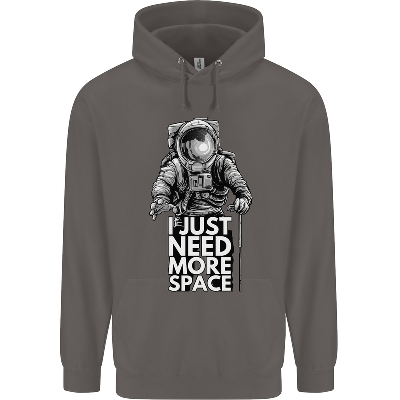 I Just Need More Space Funny Astonaut Mens 80% Cotton Hoodie Charcoal