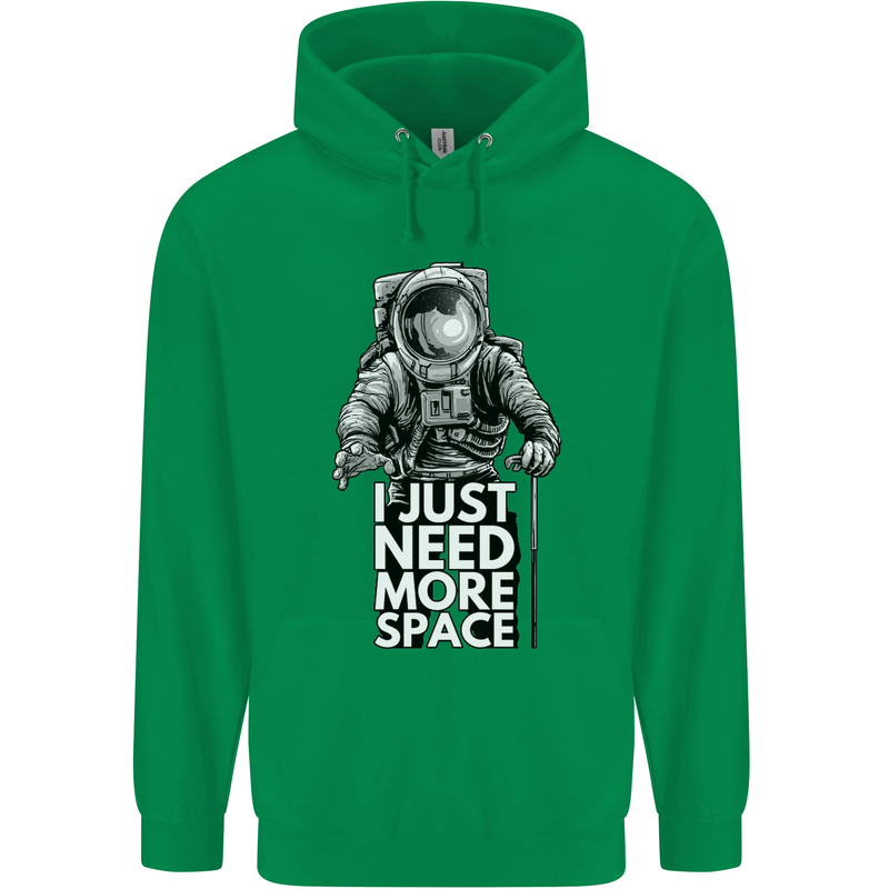 I Just Need More Space Funny Astonaut Mens 80% Cotton Hoodie Irish Green