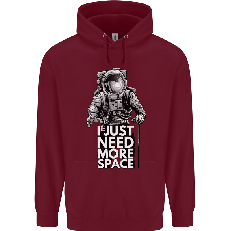 I Just Need More Space Funny Astonaut Mens 80% Cotton Hoodie Maroon