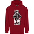 I Just Need More Space Funny Astonaut Mens 80% Cotton Hoodie Red