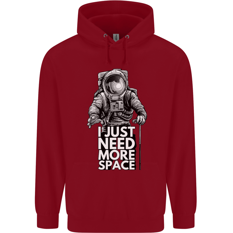 I Just Need More Space Funny Astonaut Mens 80% Cotton Hoodie Red