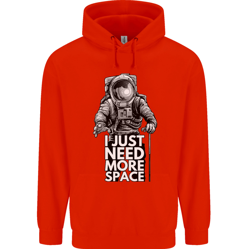 I Just Need More Space Funny Astronaut Childrens Kids Hoodie Bright Red