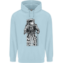 I Just Need More Space Funny Astronaut Childrens Kids Hoodie Light Blue