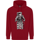I Just Need More Space Funny Astronaut Childrens Kids Hoodie Red