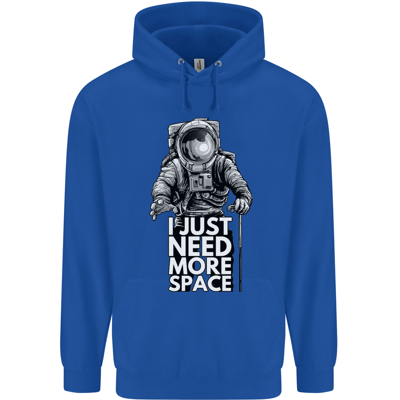 I Just Need More Space Funny Astronaut Childrens Kids Hoodie Royal Blue