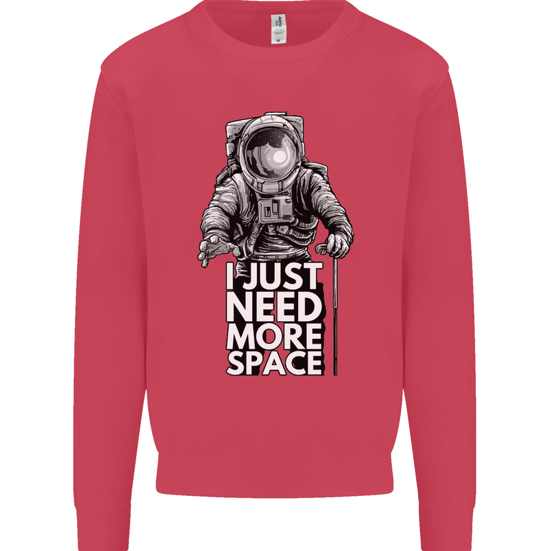 I Just Need More Space Funny Astronaut Kids Sweatshirt Jumper Heliconia