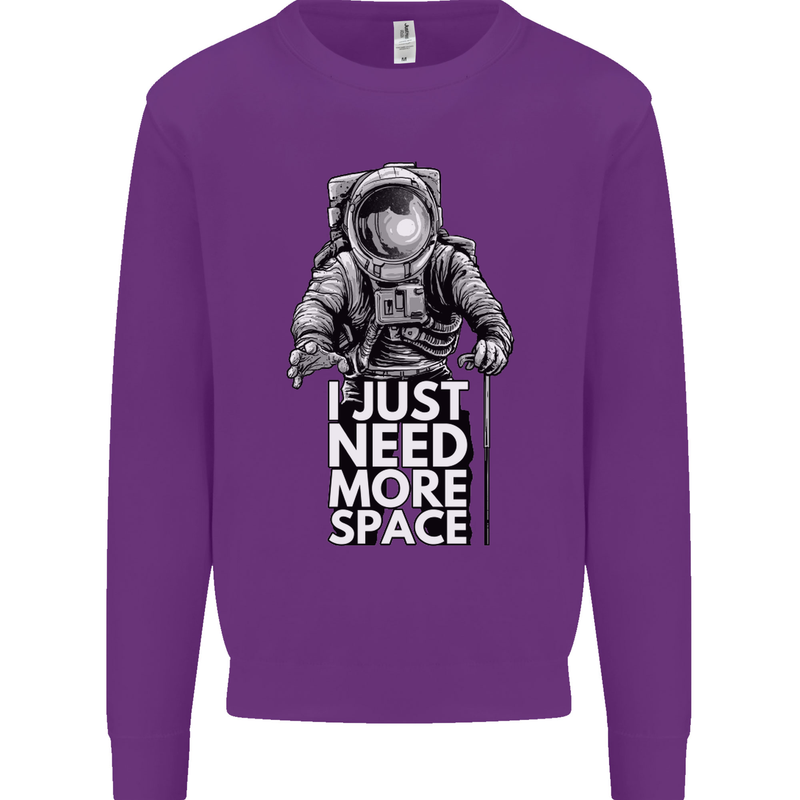 I Just Need More Space Funny Astronaut Kids Sweatshirt Jumper Purple