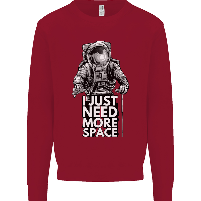 I Just Need More Space Funny Astronaut Kids Sweatshirt Jumper Red