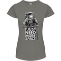 I Just Need More Space Funny Astronaut Womens Petite Cut T-Shirt Charcoal