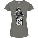I Just Need More Space Funny Astronaut Womens Petite Cut T-Shirt Charcoal