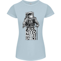 I Just Need More Space Funny Astronaut Womens Petite Cut T-Shirt Light Blue