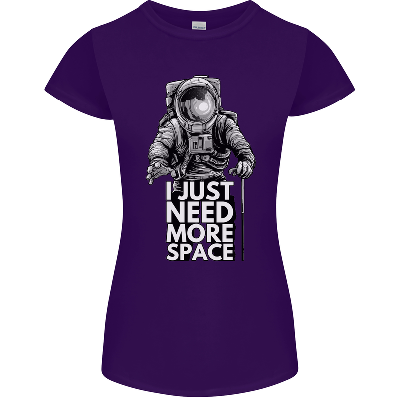 I Just Need More Space Funny Astronaut Womens Petite Cut T-Shirt Purple