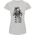 I Just Need More Space Funny Astronaut Womens Petite Cut T-Shirt Sports Grey