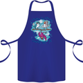 I Know I'm Crazy Funny Bird Slogan Cotton Apron 100% Organic Royal Blue