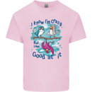 I Know I'm Crazy Funny Bird Slogan Mens Cotton T-Shirt Tee Top Light Pink