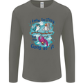 I Know I'm Crazy Funny Bird Slogan Mens Long Sleeve T-Shirt Charcoal