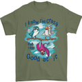 I Know I'm Crazy Funny Bird Slogan Mens T-Shirt 100% Cotton Military Green