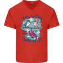I Know I'm Crazy Funny Bird Slogan Mens V-Neck Cotton T-Shirt Red