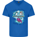 I Know I'm Crazy Funny Bird Slogan Mens V-Neck Cotton T-Shirt Royal Blue
