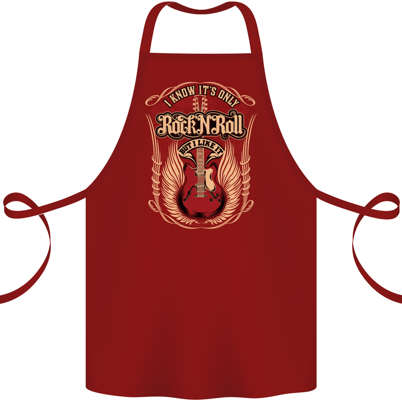 I Know It’s Only Rock ’n’ Roll Music Guitar Cotton Apron 100% Organic Maroon