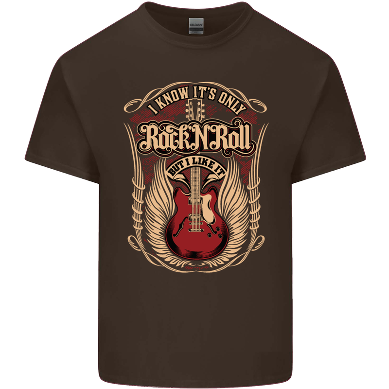 I Know It’s Only Rock ’n’ Roll Music Guitar Kids T-Shirt Childrens Chocolate
