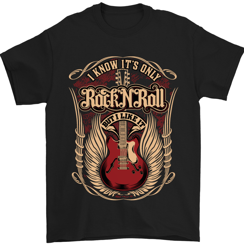 I Know It’s Only Rock ’n’ Roll Music Guitar Mens T-Shirt Cotton Gildan Black