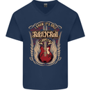 I Know It’s Only Rock ’n’ Roll Music Guitar Mens V-Neck Cotton T-Shirt Navy Blue