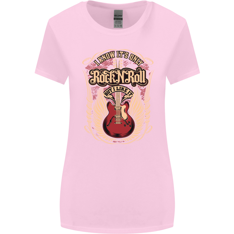 I Know It’s Only Rock ’n’ Roll Music Guitar Womens Wider Cut T-Shirt Light Pink