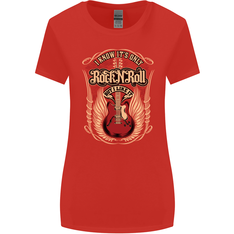 I Know It’s Only Rock ’n’ Roll Music Guitar Womens Wider Cut T-Shirt Red