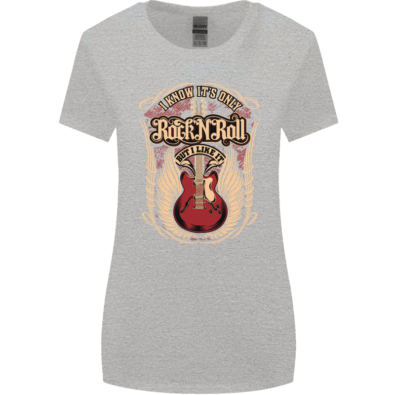 I Know It’s Only Rock ’n’ Roll Music Guitar Womens Wider Cut T-Shirt Sports Grey