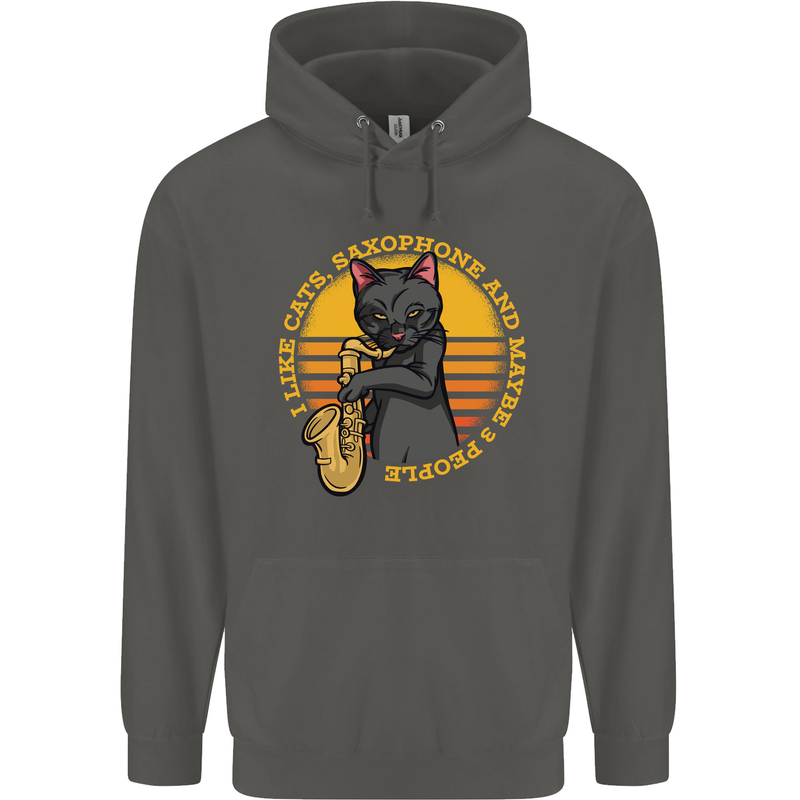 I Like Cats, Saxophones & Maybe 3 People Childrens Kids Hoodie Storm Grey