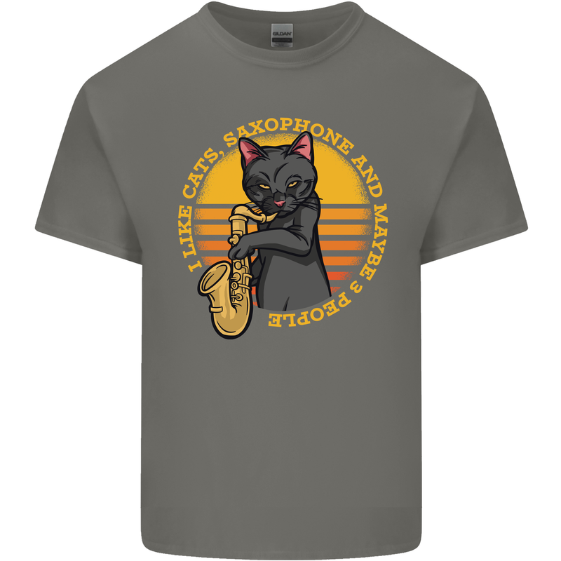 I Like Cats, Saxophones & Maybe 3 People Kids T-Shirt Childrens Charcoal
