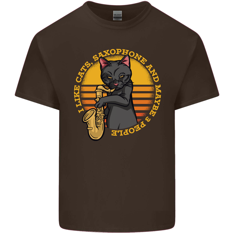 I Like Cats, Saxophones & Maybe 3 People Kids T-Shirt Childrens Chocolate