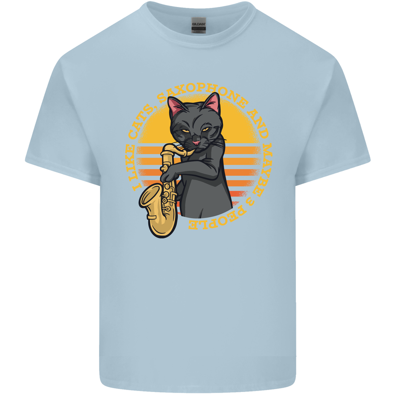 I Like Cats, Saxophones & Maybe 3 People Kids T-Shirt Childrens Light Blue