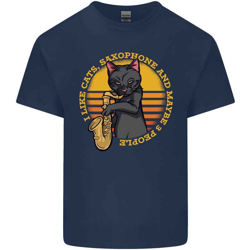 I Like Cats, Saxophones & Maybe 3 People Kids T-Shirt Childrens Navy Blue