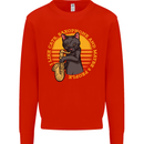 I Like Cats, Saxophones & Maybe 3 People Mens Sweatshirt Jumper Bright Red