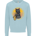 I Like Cats, Saxophones & Maybe 3 People Mens Sweatshirt Jumper Light Blue