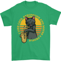 I Like Cats, Saxophones & Maybe 3 People Mens T-Shirt Cotton Gildan Irish Green