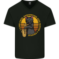 I Like Cats, Saxophones & Maybe 3 People Mens V-Neck Cotton T-Shirt Black