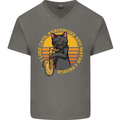 I Like Cats, Saxophones & Maybe 3 People Mens V-Neck Cotton T-Shirt Charcoal
