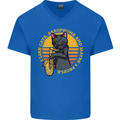 I Like Cats, Saxophones & Maybe 3 People Mens V-Neck Cotton T-Shirt Royal Blue