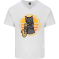 I Like Cats, Saxophones & Maybe 3 People Mens V-Neck Cotton T-Shirt White