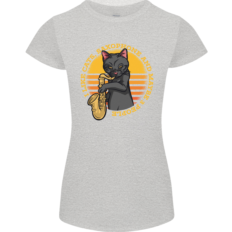 I Like Cats, Saxophones & Maybe 3 People Womens Petite Cut T-Shirt Sports Grey
