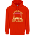 I Like Cows & 3 People Funny Sarcastic Slogan Childrens Kids Hoodie Bright Red