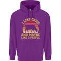 I Like Cows & 3 People Funny Sarcastic Slogan Childrens Kids Hoodie Purple