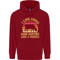 I Like Cows & 3 People Funny Sarcastic Slogan Childrens Kids Hoodie Red
